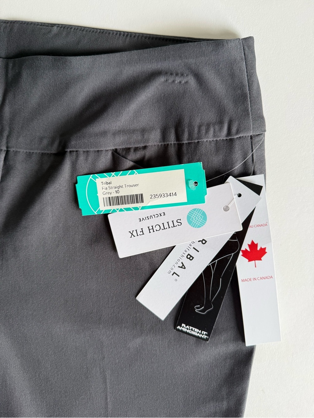 Tribal Fia NWT Straight Leg Pants Gray Pull On Slimming Waistband Size 10 Career - Picture 10 of 14